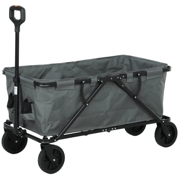 Havevogn 120 kg lasteevne, foldbar transportvogn med aftagelig presenning 160 liter mørkegrå