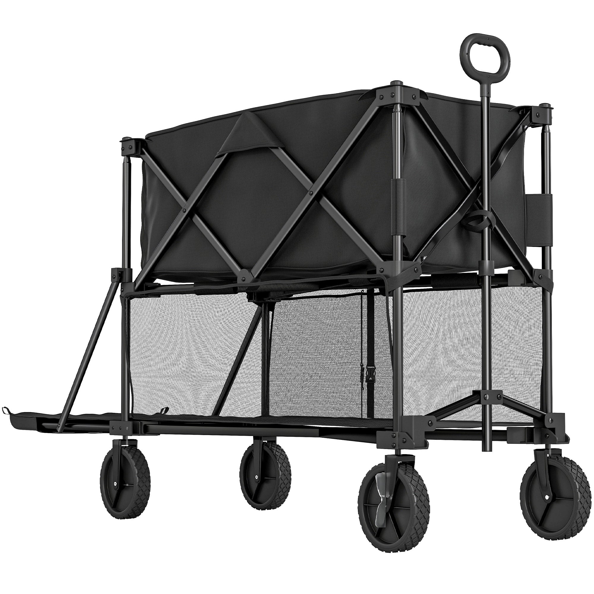 Havevogn 200 kg last to-lags transportvogn med aftagelig presenning 369,5 liter sort