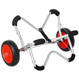 Kajakvogn aluminium bådvogn sammenklappelig transportvogn kunstlæderdæk sølv 75 kg 75 x 43 x 46 cm