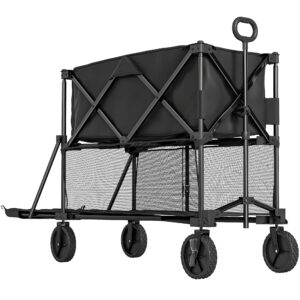 Havevogn 200 kg last to-lags transportvogn med aftagelig presenning 369,5 liter sort