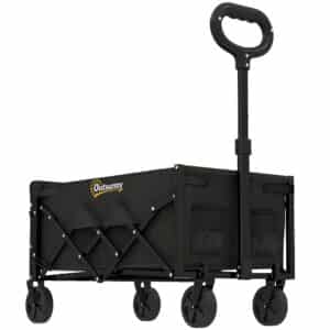 60L foldbar sækkevogn, havevogn, transportvogn med teleskophåndtag, bagklap, kopholder